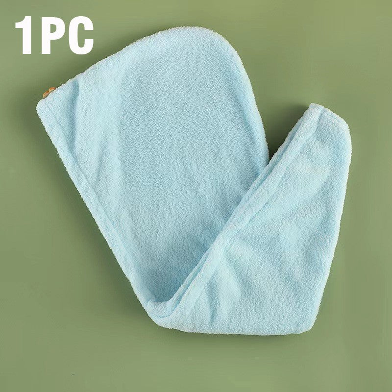 Care Cap with Button Microfiber Hair Towel Super Absorbent Hair Towel Wrap Fast Drying Hair Wraps Women Bathroom Accessories