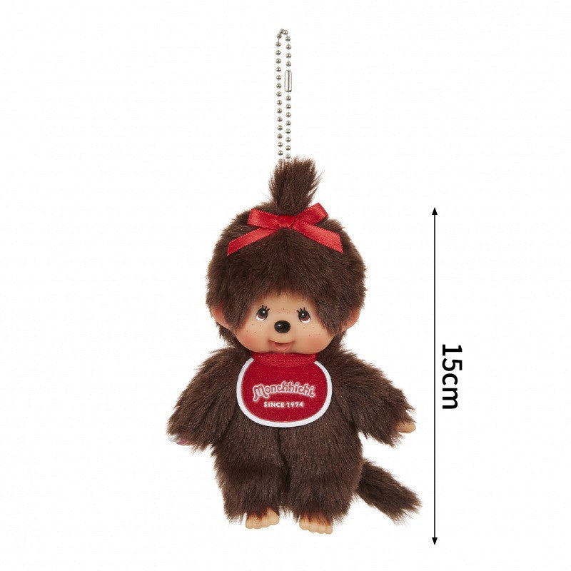 Kawaii Monchichi Doll Figure Keychain Furry Chimutan Monchhichi Figurines Hanger Pendant Bags Charm Accessories Small Gift