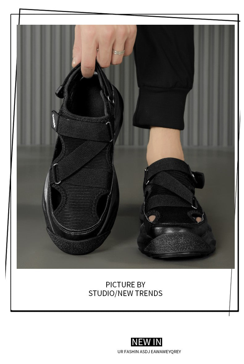 Men's Sandals Summer Platform Slippers Non-Slip Beach Pool Sandals Mesh Hole Men's Garden Shoes Flip Flop Outdoor Water Shoes