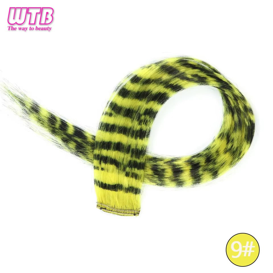 Synthetic One Card Hair Extension Wig Hair For Women Long Straight Clip-in Colored Zebra Line Feather Hair Extensions Fake Hair