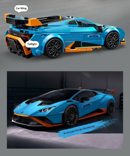 Blocos de Lego, modelos de carros esportivos Lamborghini Revuelto e Huracán, brinquedos de montar carros, presentes para crianças e adultos