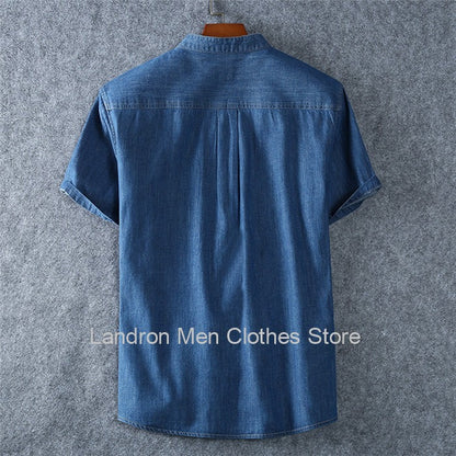 Denim Shirts Men Cotton Short Sleeve Summer Casual Jeans PLus Size 5XL 6XL 7XL Big Thin Boys Loose Blouse 8XL Man Male Camisa