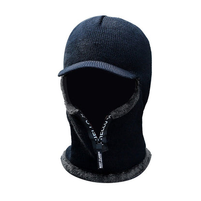 Novos Homens Inverno Quente Lã Chapéu Outdoor Proteção Orelha Chapéus Quente Grosso Bicicleta Gorro de Malha com Cachecol Viseiras à Prova de Vento