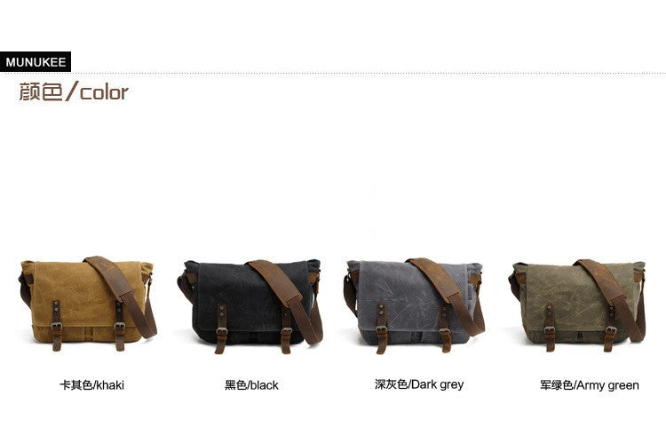 New Fashion Thick Wax Canvas Men Shoulder bag Messenger bag Men Crossbody Bag Vintage male Leisure Sling bag Casual Boy