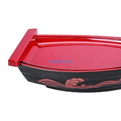 U2JC Ship Sushi Plate Sashimi Serving Tray Creative Display Plate Plastic Texture for Home and Restaurant Use