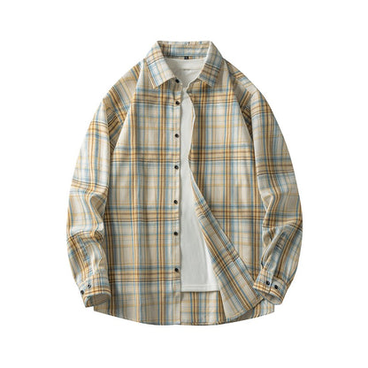 Men Shirt Plaid Flannel Long Sleeve Oversized Loose Cotton Casual Male Youth Comfortable Soft Fall Streetwear Formal Dress Shirt