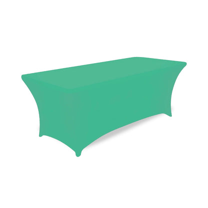 Hot Selling 6ft Trade Show Polyester Tablecloths Waterproof Fitted Stretch Spandex Table Cover Custom Printed Logo for Banquets