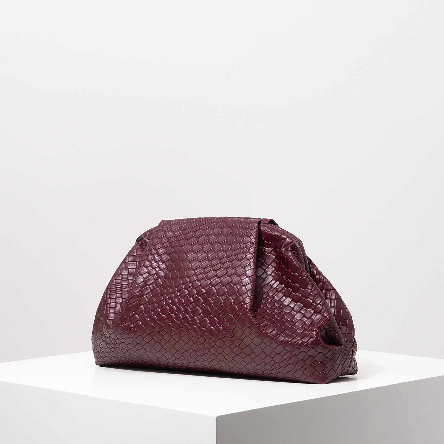 Vintage Artificial Leather Woven Pattern Clutch Bag?Burgundy Bag?Prom Dresses for Women?Large Capacity Women Purse