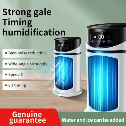 Condicionador de Ventilador Portátil com 6 Velocidades, Cooler de Névoa com Tanque de Água, Ventilador Silencioso para Dormir, Trabalhar e Estudar, Simula Vento Natural