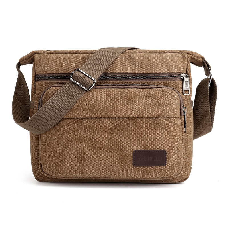 1 men's retro canvas crossbody bag, casual travel shoulder bag, outdoor sports shoulder bag with adjustable shoulder strap
