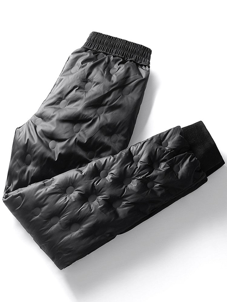 Calça Masculina Casual de Inverno Acolchoada e Grossa Quente Cor Sólida Corta-vento Impermeável de Algodão de Alta Qualidade