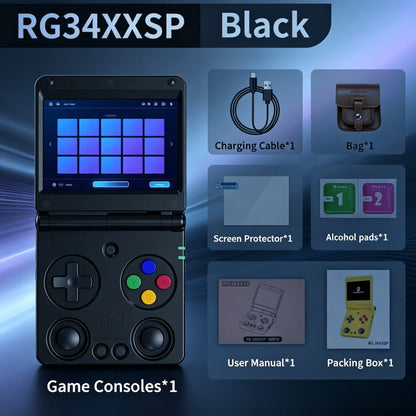 RG34XXSP ANBERNIC Flip Retro Handheld Game Console 3.4 Inch  Screen H700 Pocket Game Player Support PSP PS1 GBA NDS Arcade