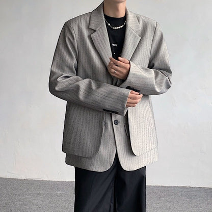 WVGA Spring Autumn New Man Tide Fake Two-Piece Turn-Down Collar Suit Jacket Niche Chic Casual Long Sleeved Blazer Ins Y2K W14146