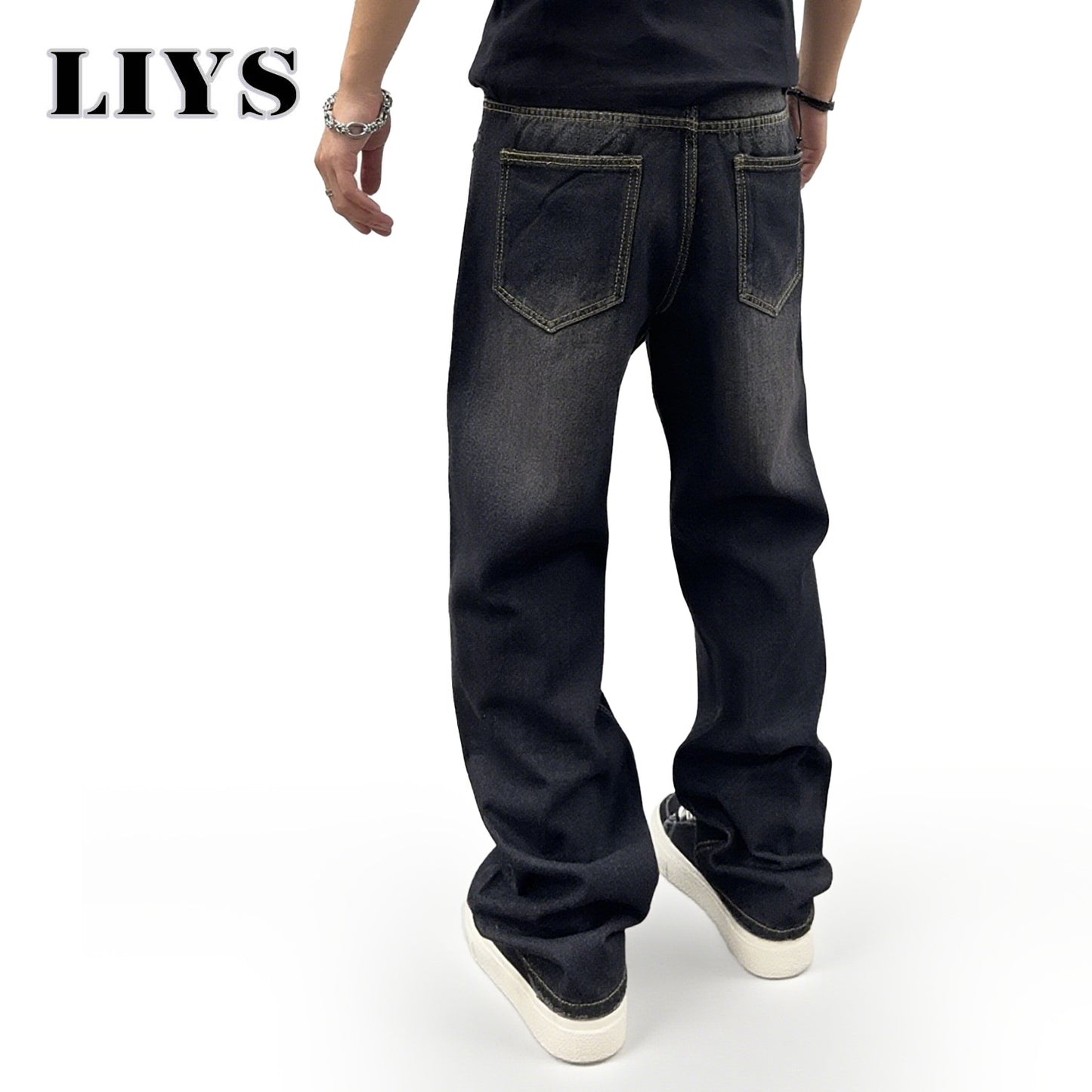 Men's Autumn Black Classic Loose Straight leg Jeans 2025 Retro Washed Basic Denim Pants Winter Business Casual Baggy Jeans