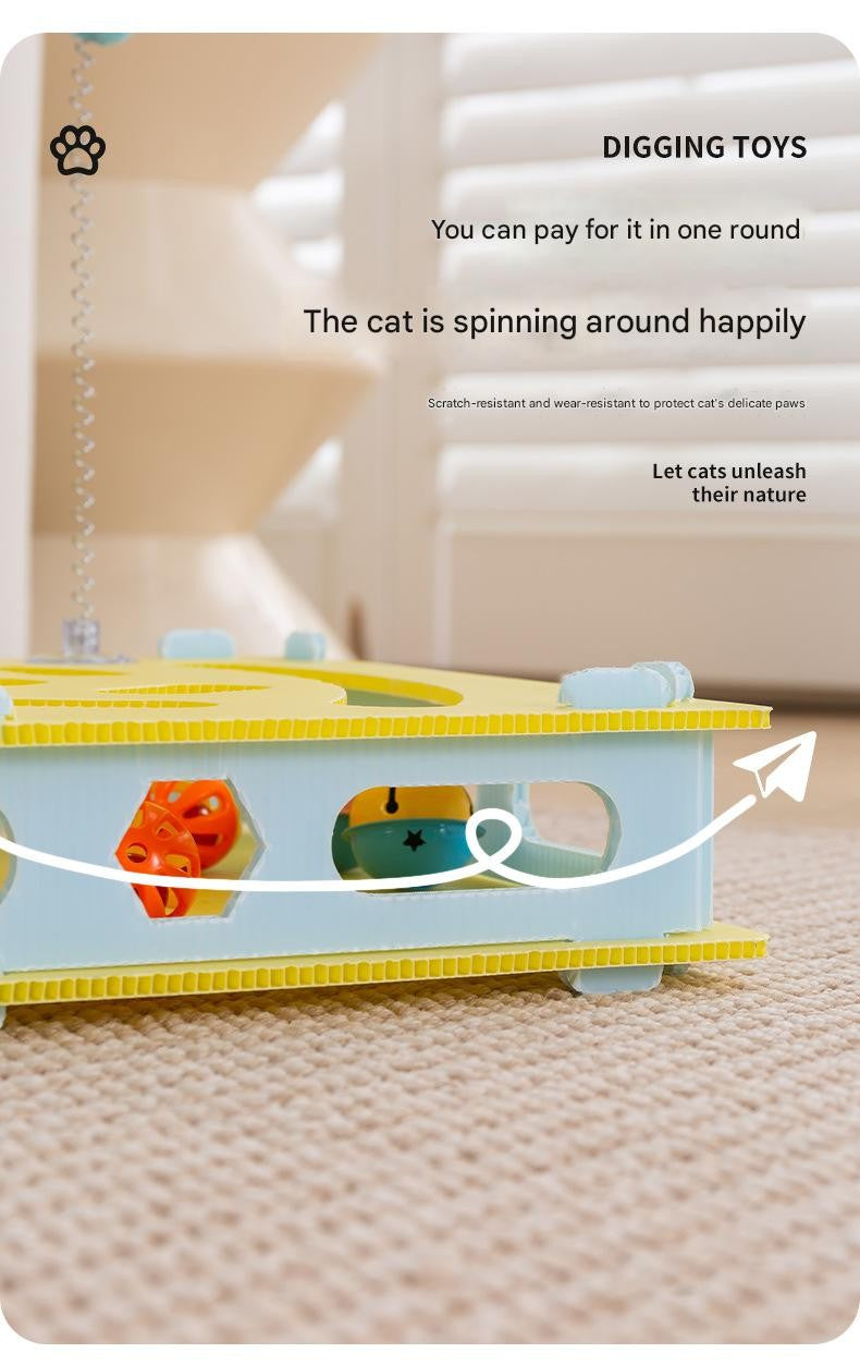 Brinquedo Interativo para Gatos Brinquedos de Escavação Labirinto Eco-PP Bolas com Guizo Teaser de Mola Grande 40cm Multi-Gatos Seguro para Mordidas Lavável com Trava de Pressão