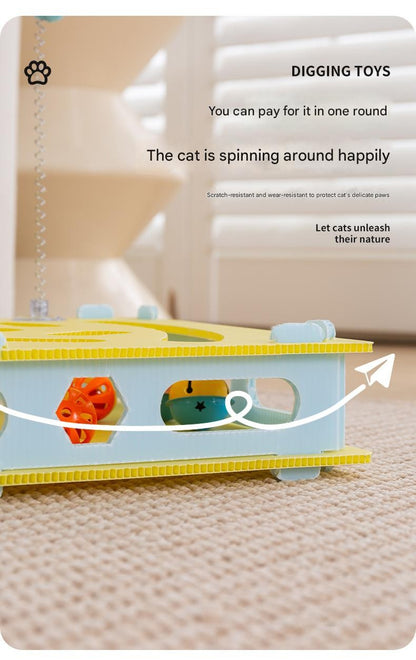 Brinquedo Interativo para Gatos Brinquedos de Escavação Labirinto Eco-PP Bolas com Guizo Teaser de Mola Grande 40cm Multi-Gatos Seguro para Mordidas Lavável com Trava de Pressão