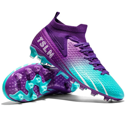 Men's Soccer Shoes Cleats Professional High-Top Breathable Athletic Football Boots,Outdoor Football Training Shoes for TF/AG Boy