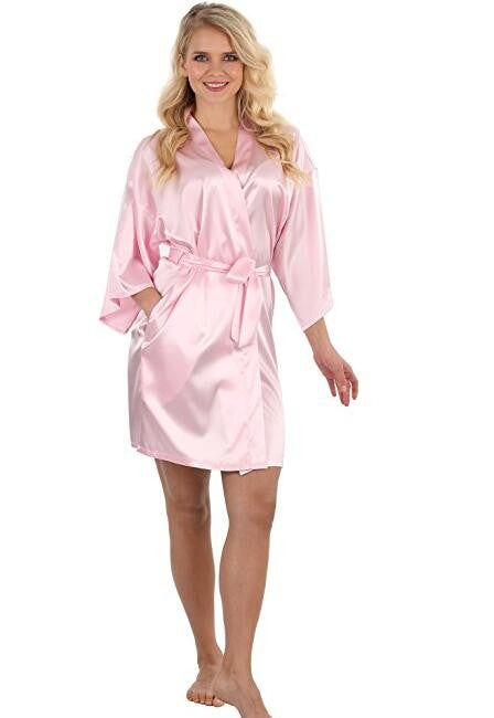 RB030 Sexy Large Size Sexy Satin Night Robe Lace Bathrobe Perfect Wedding Bride Bridesmaid Robes Dressing Gown For Women