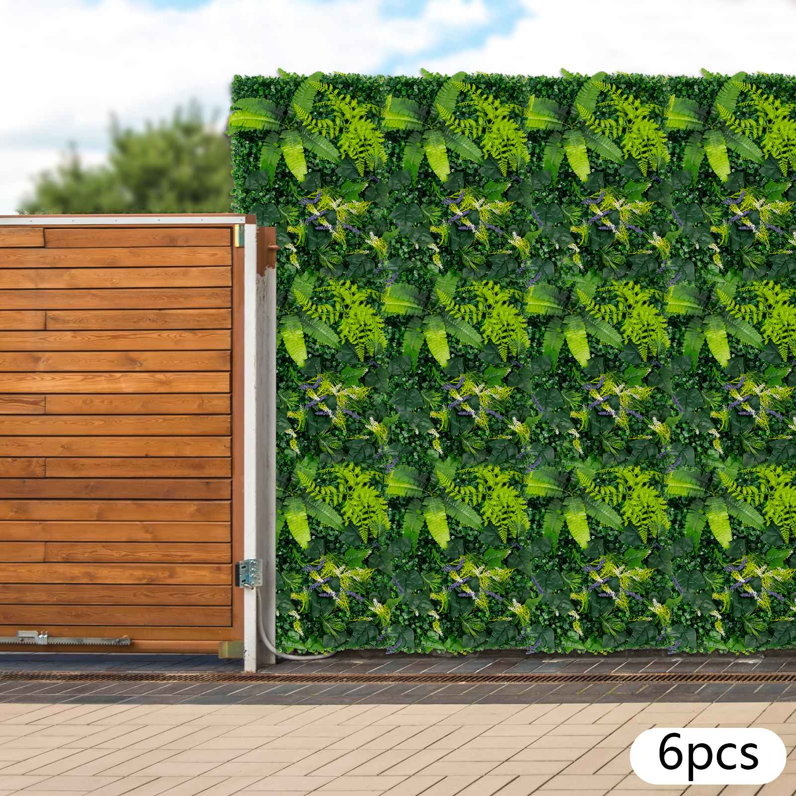 6 Pack Artificial Greenery Wall 60x40cm Faux Plant Panel for Garden Balcony Porch Wedding Party Indoor Outdoor Decoration