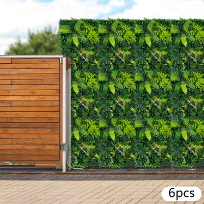 6 Pack Artificial Greenery Wall 60x40cm Faux Plant Panel for Garden Balcony Porch Wedding Party Indoor Outdoor Decoration