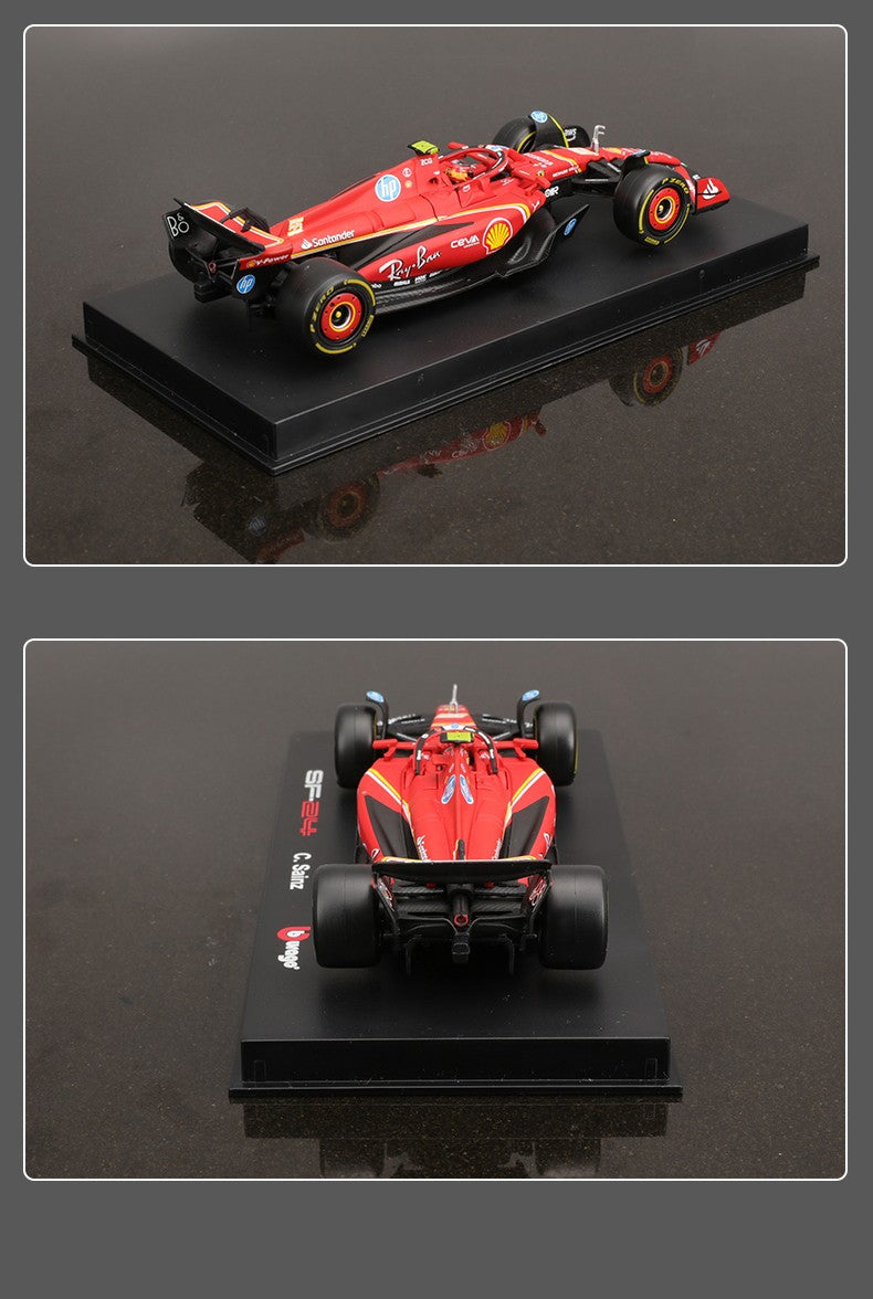 Bburago 1:43 Ferrari SF24 F1 Modelo de Carro 2024 Temporada 16# Leclerc 55# Sainz Veículo de Luxo em Liga de Metal Fundido Fórmula de Corrida Brinquedo Presente