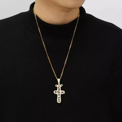 Personality Punk Trendy Cool Gothic Wood Cross Pendant NNecklace for Women Men Vintage Hip Hop Y2k Necklace Party Jewelry Gift