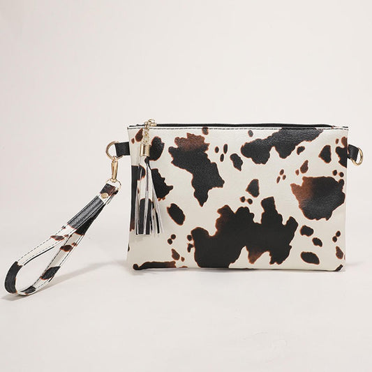 Women Handbag Clutch Leopard Print Cow Print Small Bag Purse Party Large Capacity Envelope Wristlet Bag PU Briefcase
