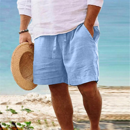 2024 New Men'S Cotton Linen Shorts Pants Male Summer Breathable Solid Color Linen Short Trousers Fitness Streetwear M-4xl