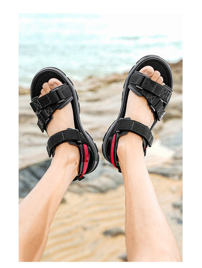 Flat Sandals Summer Mens Breathable Holidays Beach Shoes Open-Toe Outdoor Casual Travel Hiking Sandials