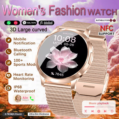 2026New Ultra Slim 1.32" HD AMOLED SmartWatch Women's Screen Always Display Time Heart Rate Calls HD High-end Fashion Smartwatch