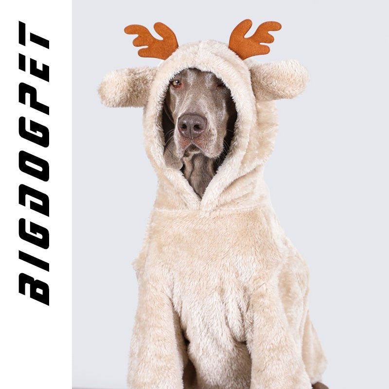 Casaco de Inverno para Cães Grandes, Pijama de Moletom de Lã, Roupa Aconchegante para Animais de Estimação, Casaco Quente com Capuz de Natal, Fantasia de Alce de Natal para Cães Grandes
