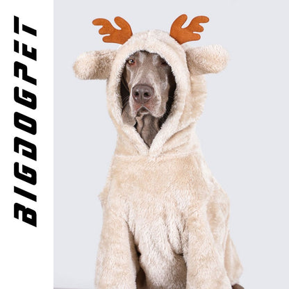 Casaco de Inverno para Cães Grandes, Pijama de Moletom de Lã, Roupa Aconchegante para Animais de Estimação, Casaco Quente com Capuz de Natal, Fantasia de Alce de Natal para Cães Grandes