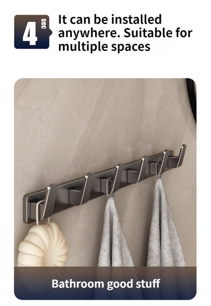 no drill Space Aluminum punch-free Kitchen Hook Bathroom Clothes Hooks Storage Rack Hook Door Wall Hanging Household Accessories