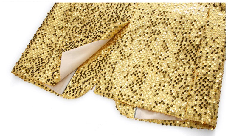 High-quality Sequined Suits Men Clothing Gold / Silver Autumn / Winter New Male Wedding Banquet Party Dress Blazer and Pant