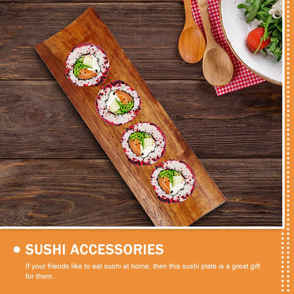 2pçs Banco de Sushi de Madeira Bandeja de Sushi Prato de Servir Resistente ao Desgaste Bandeja de Sobremesa Tábua de Aperitivos Barco de Exibição de Sashimi para Casa