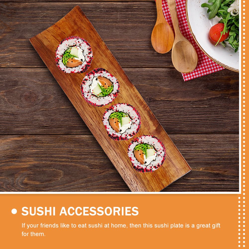 2pçs Banco de Sushi de Madeira Bandeja de Sushi Prato de Servir Resistente ao Desgaste Bandeja de Sobremesa Tábua de Aperitivos Barco de Exibição de Sashimi para Casa