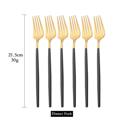 Conjunto de 6 Garfos de Jantar de Aço Inoxidável Polido Talheres Dourados Prateados Utensílios de Cozinha Ocidentais Garfos de Mesa para Restaurante