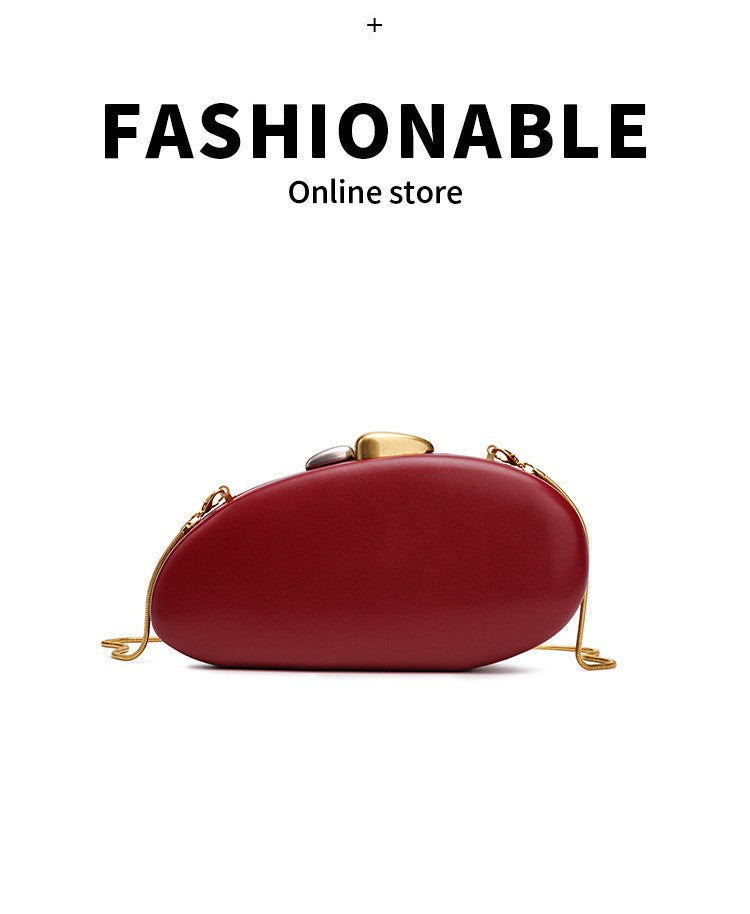 Designer Shell Shape Clutch Bag Women Evening Party Leather Handbag Metallic Closure Shoulder Crossbody Bags Small Dinner Purse