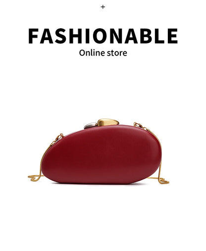 Designer Shell Shape Clutch Bag Women Evening Party Leather Handbag Metallic Closure Shoulder Crossbody Bags Small Dinner Purse