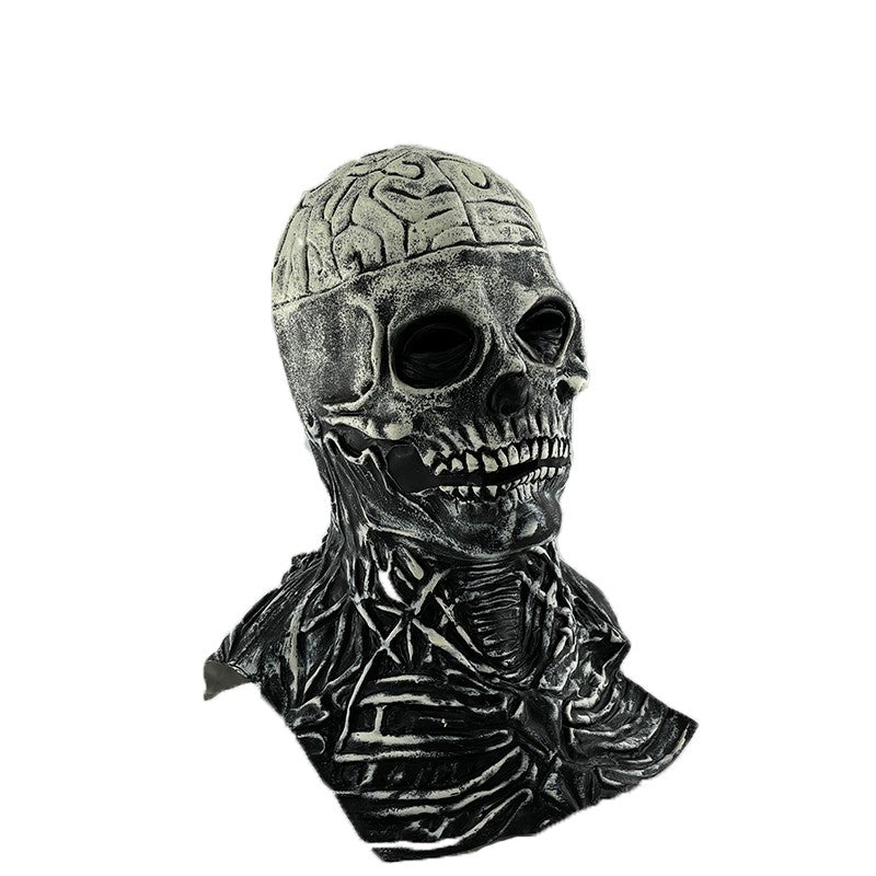 2026 Halloween Latex Skeleton Head Mask Horror Brain Helmet Mask Cosplay Party Supplies Skull Full Face Mask