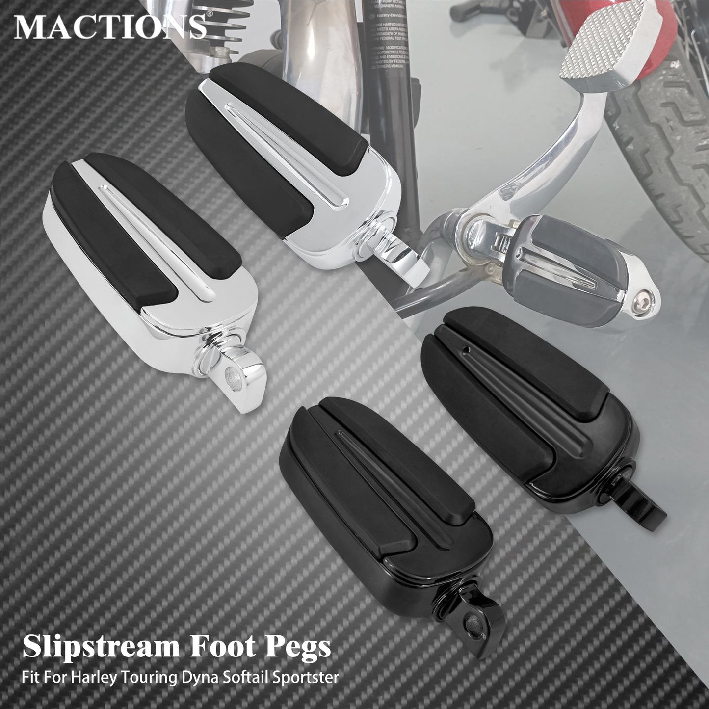 Motorcycle Rear Footpegs Pedal Slipstream Passenger Footrest For Harley Touring Road King FLHR Softail Fat Boy Dyna Sportster XL
