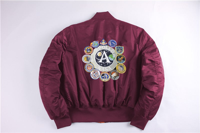 Winter bomber flight jacket vintage MA-1 APOLLO men coat streetwear warm varsity hip hop baseball letterman pilot us air force