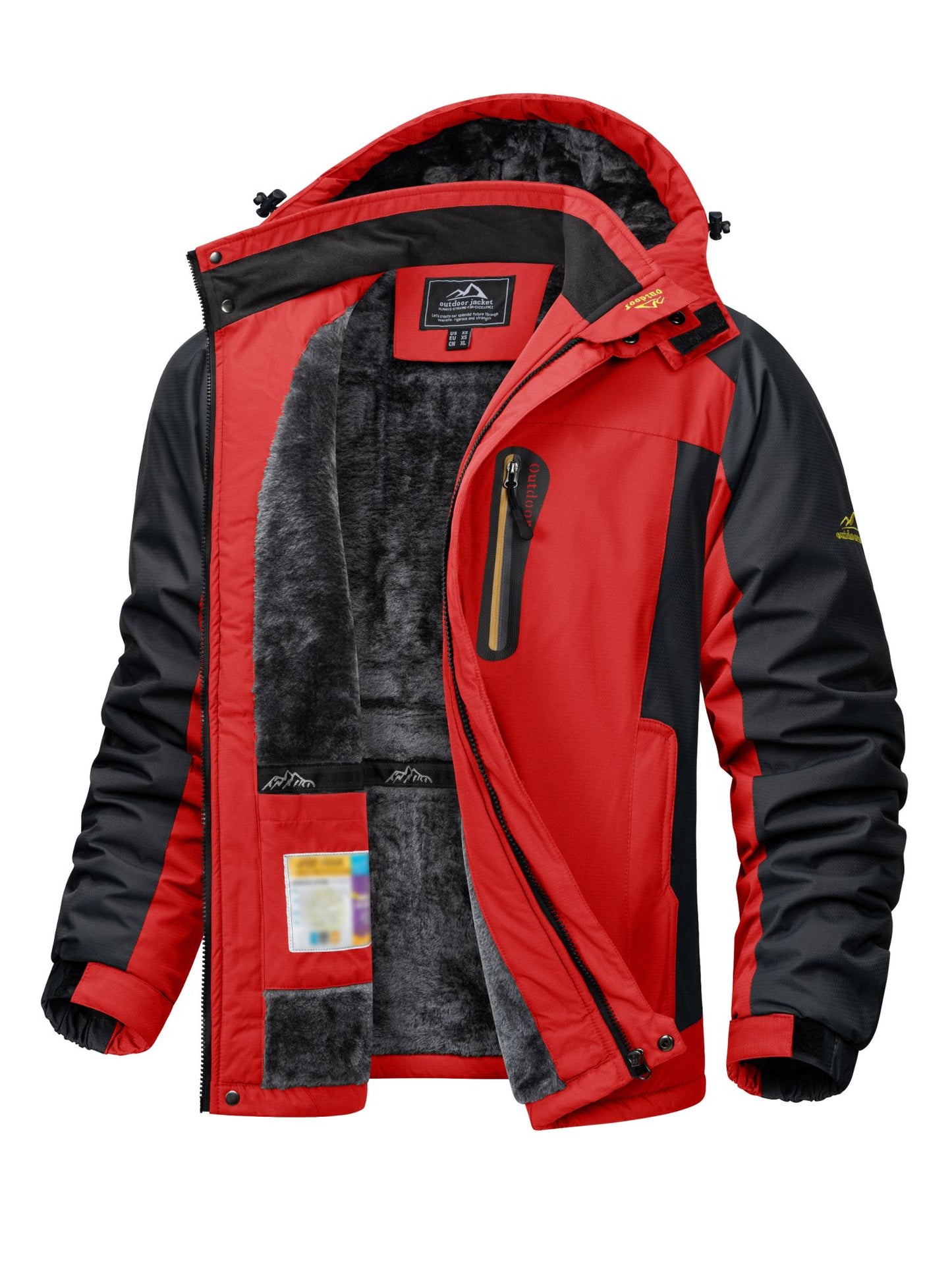 Jaqueta Masculina Impermeável TACVASEN de Inverno Pesada Forrada com Lã, Jaquetas de Esqui e Snowboard, Casacos Corta-Vento com Capuz Removível
