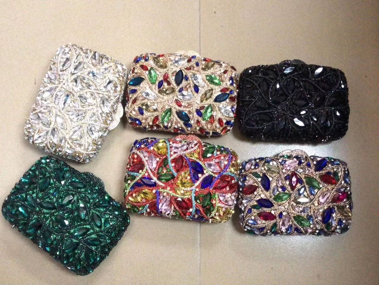 15 Colors Women Rhinestones Evening Bags Metal Diamond Mianudiere Handbag Bridal Clutches Wedding Party Stone Clutch Purse Bags