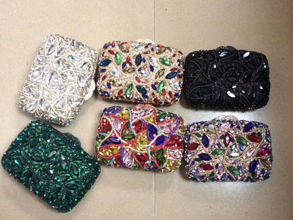 15 Colors Women Rhinestones Evening Bags Metal Diamond Mianudiere Handbag Bridal Clutches Wedding Party Stone Clutch Purse Bags