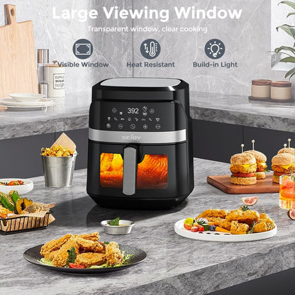 Fritadeira de ar 8 em 1, 6 litros, Forno elétrico de fritura quente sem óleo, Assar, Grelhar, Cozer, Desidratar e Manter os alimentos aquecidos, 120V