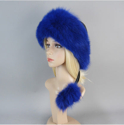 Nova Touca de Luxo de Inverno 100% Pelo de Raposa Natural Toucas de Pelo de Raposa Real de Qualidade para Mulheres Toucas de Pelo de Raposa Genuíno para Meninas