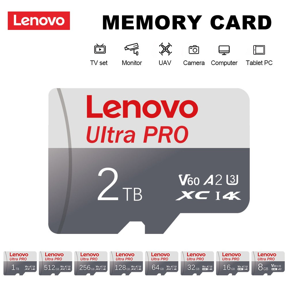 Cartão de Memória Lenovo 1TB Cartão SD 128GB Classe 10 Cartão TF 4K Cartão SD 1TB Cartão Micro TF SD de Alta Velocidade 512G 256GB para Celular Nintendo