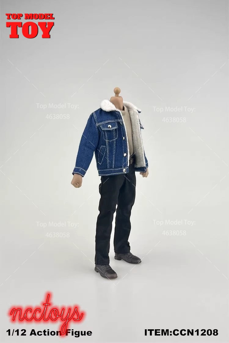 CCN1205 CCN1208 1/12 Fashion Lamb Down Denim Jacket Casual Pants Clothes Accessory for 6" Male Soldier Action Figure Body
