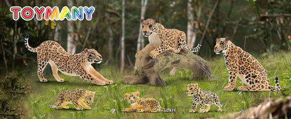 7Pcs Simulation Cheetah Family Wildlife Animal Model Toy Mini Jaguars Figures Dolls Action Figurines Toys for Children Set Gift